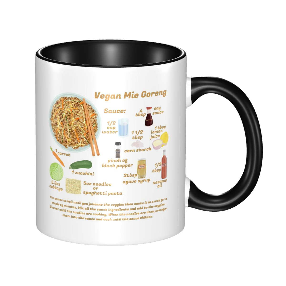 Coffee Tea Recipe - มิเอะ โกเรง อินโดมี สูตรอินโดนีเซีย แก้ววีแกน แก้วเซรามิกตลก