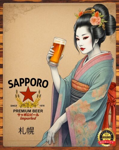 Coffee Tea Poster - เกอิชาญี่ปุ่น-เบียร์ซัปโปโร-หายากมาก-ป้ายโลหะ