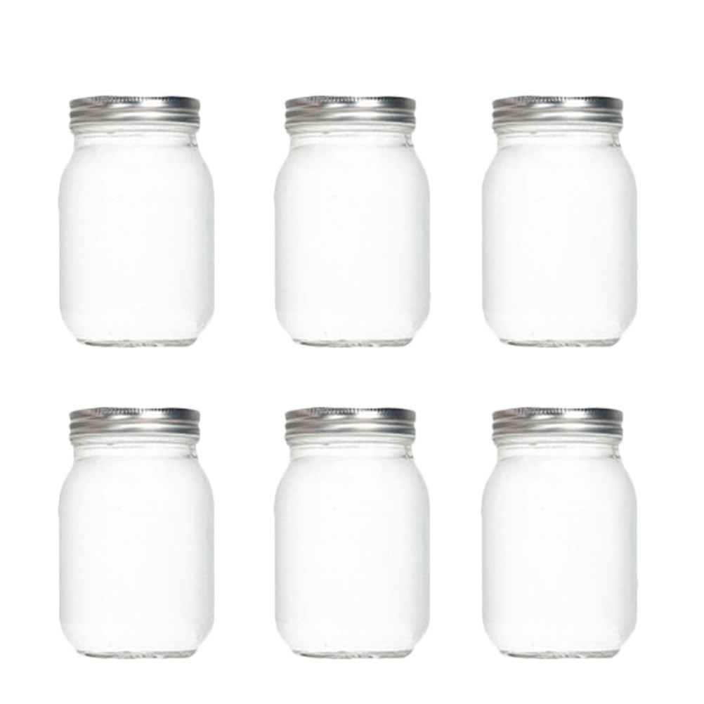 Coffee And Tea Glass - ขวดแก้วใสทรงกลม 6 ชิ้น พร้อมฝาปิดสุญญากาศ สำหรับเก็บอาหาร กาแฟ