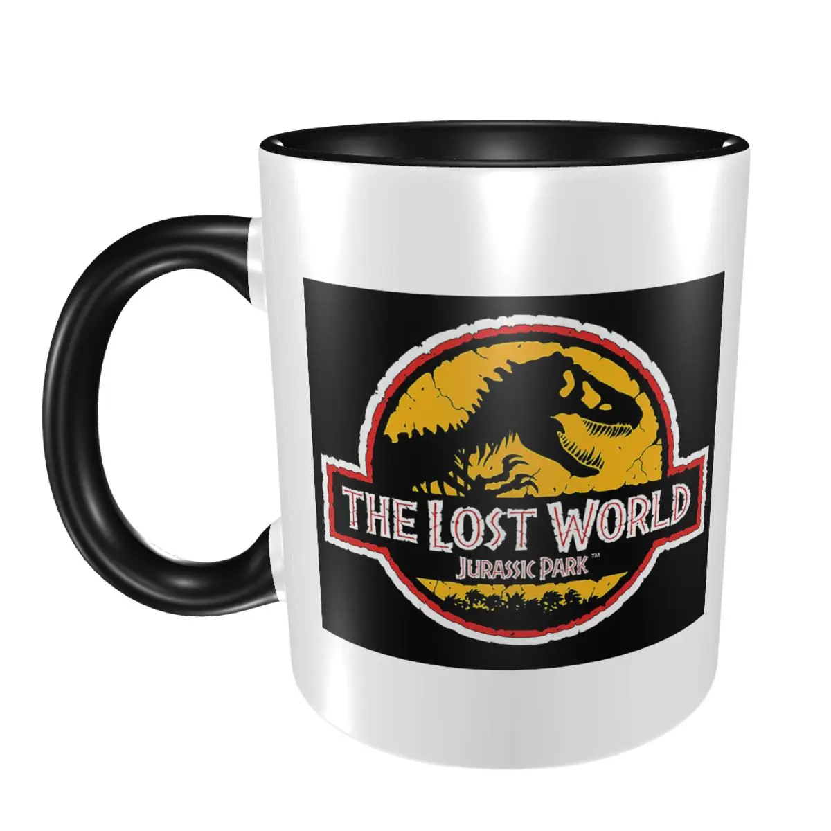 Coffee Tea World - แก้วมัคเซรามิกลายโลโก้จูราสสิคเวิลด์ ลายไดโนเสาร์ แก้วกาแฟ แก้วน้ำ แก้วนม ของขวัญสำหรับผู้หญิงและผู้ชาย