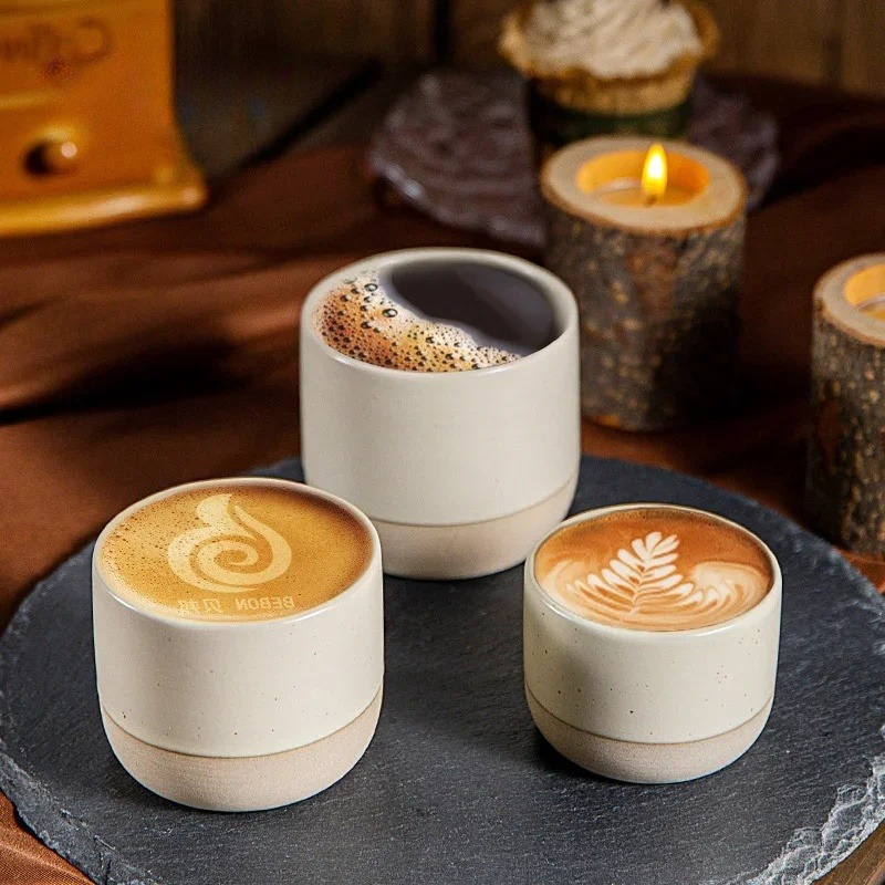Coffee Tea Catering - แก้วกาแฟวินเทจ 100ml 170ml 200ml เซรามิคถ้วยชาสไตล์ญี่ปุ่นร้านกาแฟ Drinkware