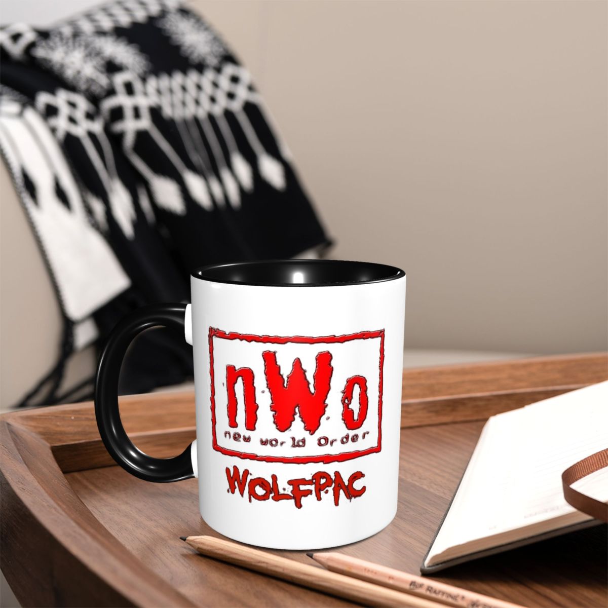 Coffee Tea World - NWO นิวเวิลด์ออร์เดอร์ เรซ์ลิ่ง แม็ก แก้วเซรามิคตลกๆ แก้วกาแฟ