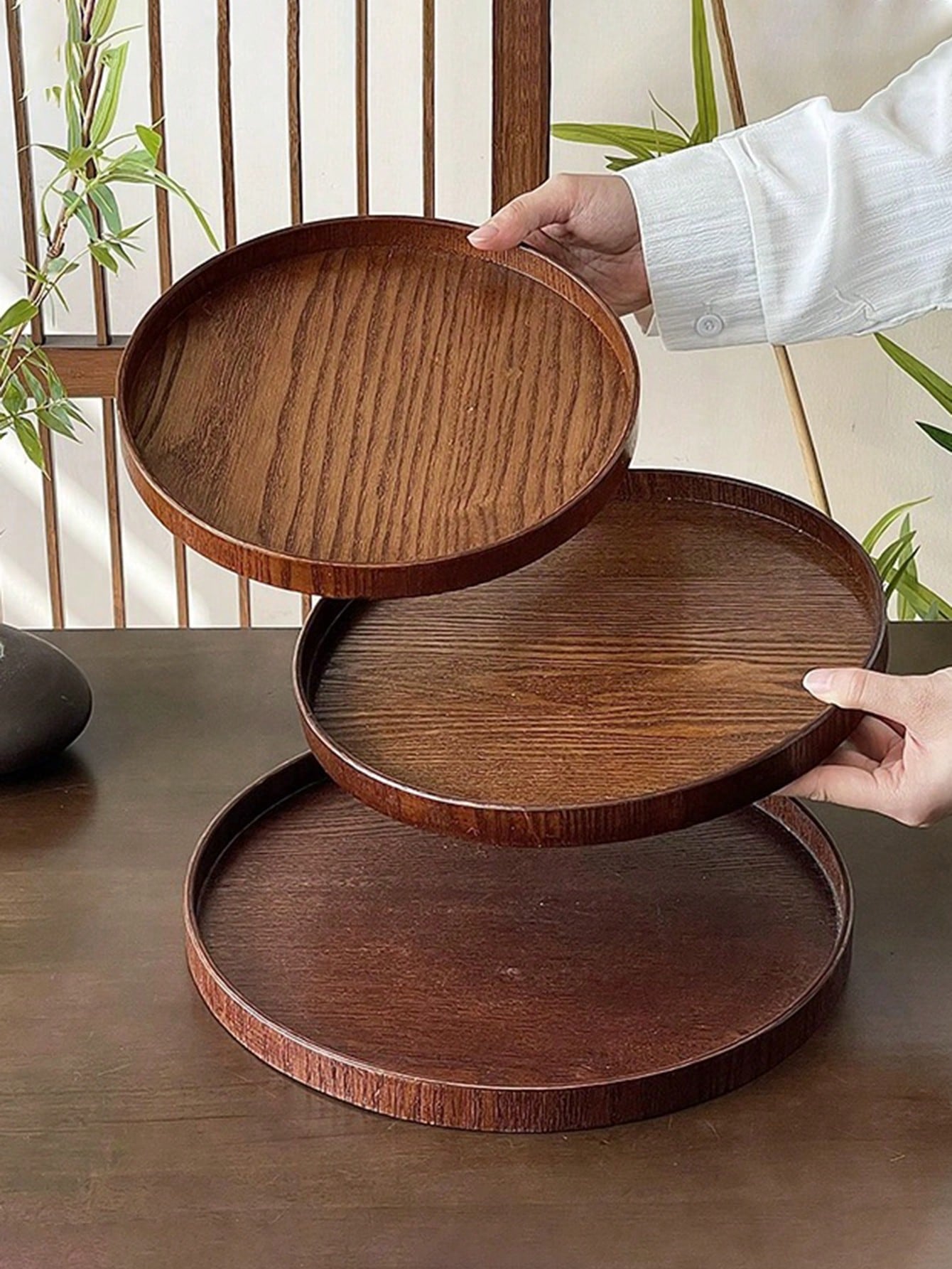 ถาดเสิร์ฟไม้ธรรมชาติ 1 ชิ้น/3  - Coffee Tea Organizer บทวิจารณ์และราคา
