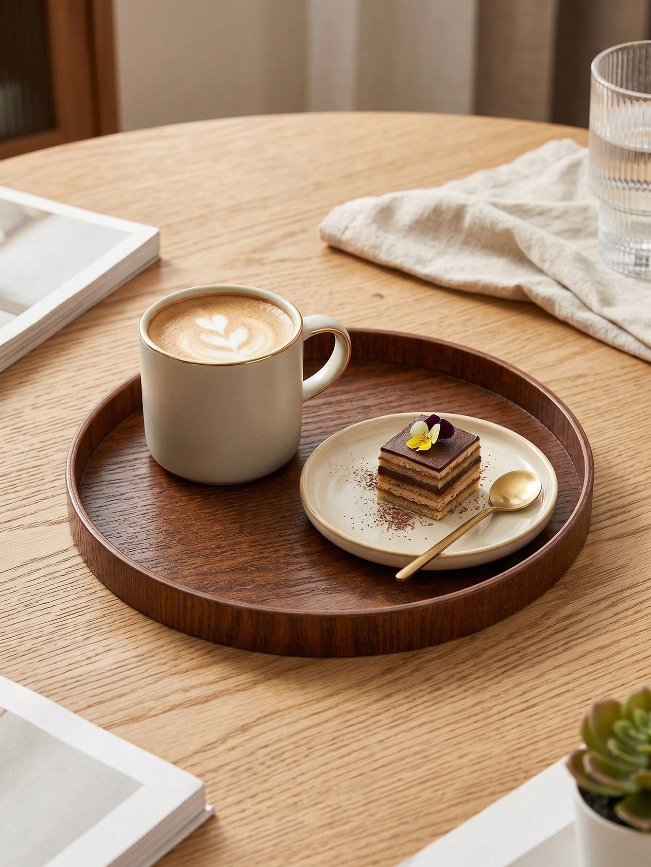 ถาดเสิร์ฟไม้ธรรมชาติ 1 ชิ้น/3  - Coffee Tea Organizer บทวิจารณ์และราคา