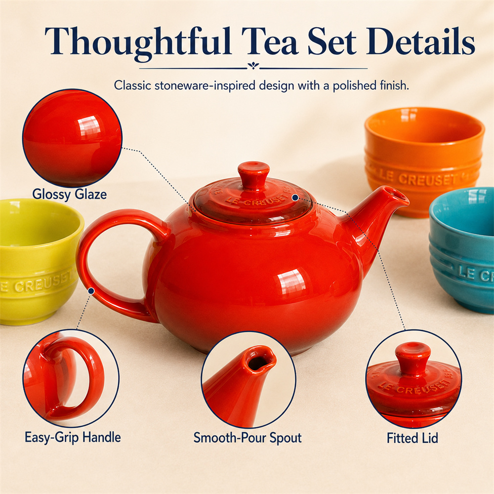 ชุดกาน้ำชา Le Creuset 5 ชิ้น ข - Coffee Tea Organizer บทวิจารณ์และราคา