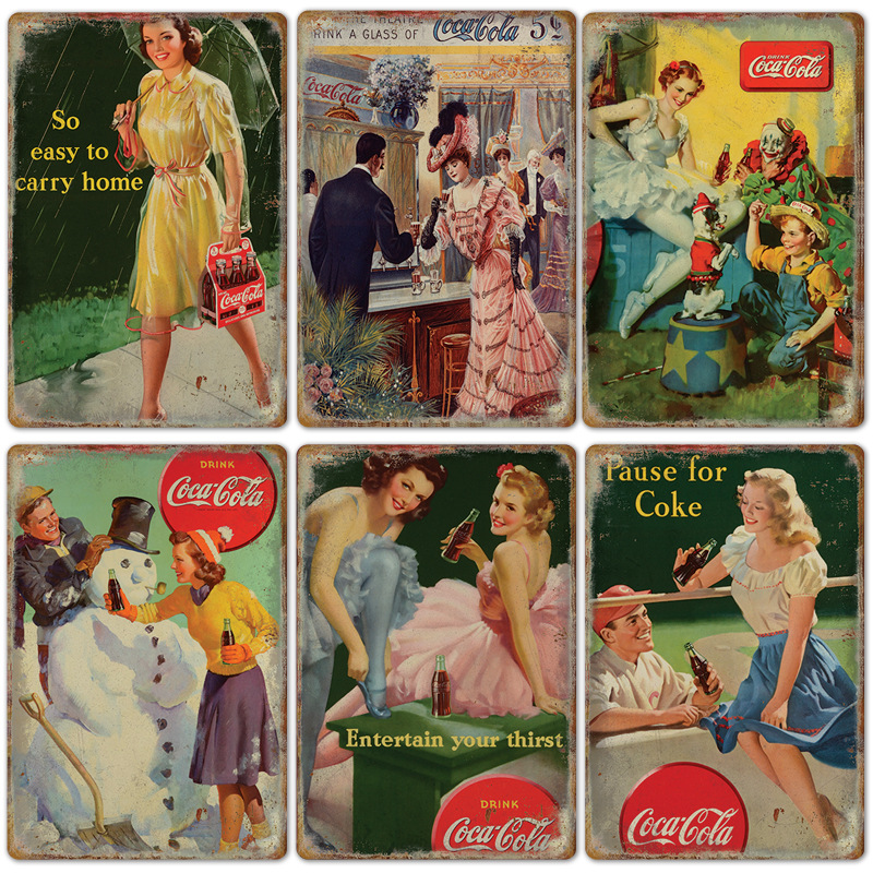 Vintage Cola โลโก้โปสเตอร์โลหะ - Coffee Tea Poster บทวิจารณ์และราคา