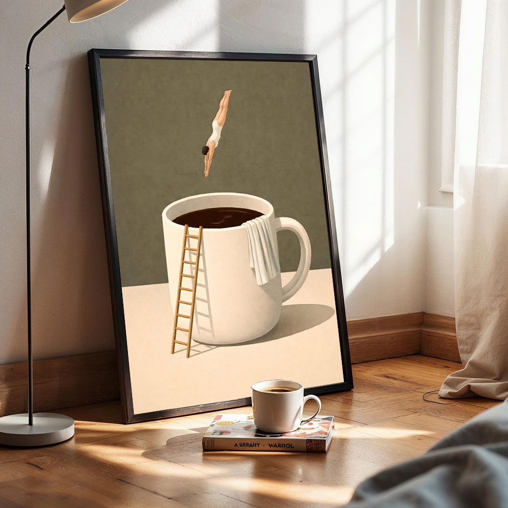 ภาพพิมพ์บนผ้าใบลายกาแฟ 1 ชิ้น  - Coffee Tea Poster บทวิจารณ์และราคา