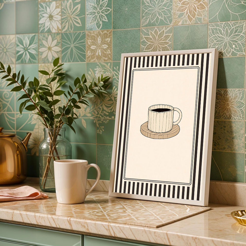 ภาพพิมพ์บนผ้าใบลายกาแฟ 1 ชิ้น  - Coffee Tea Poster บทวิจารณ์และราคา