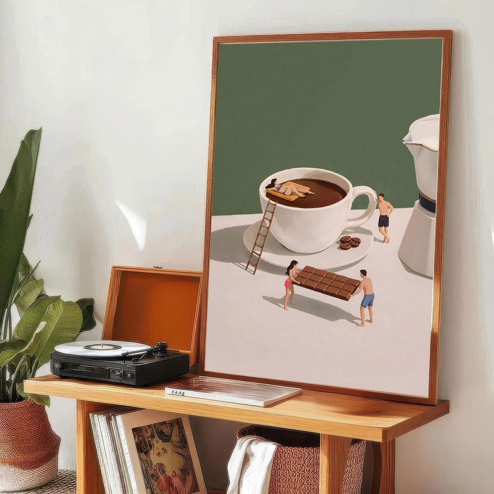 ภาพพิมพ์บนผ้าใบลายกาแฟ 1 ชิ้น  - Coffee Tea Poster บทวิจารณ์และราคา