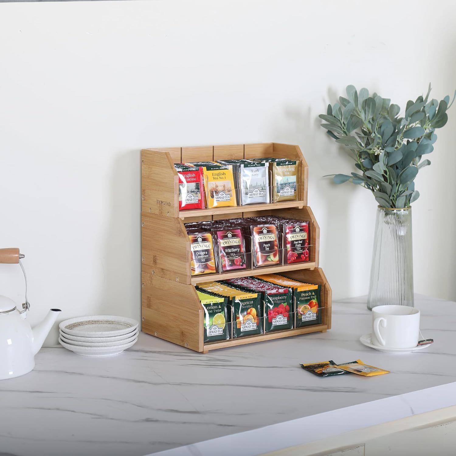กล่องเก็บถุงชาไม้ไผ่ ชั้นวางถุ - Coffee Tea Organizer บทวิจารณ์และราคา