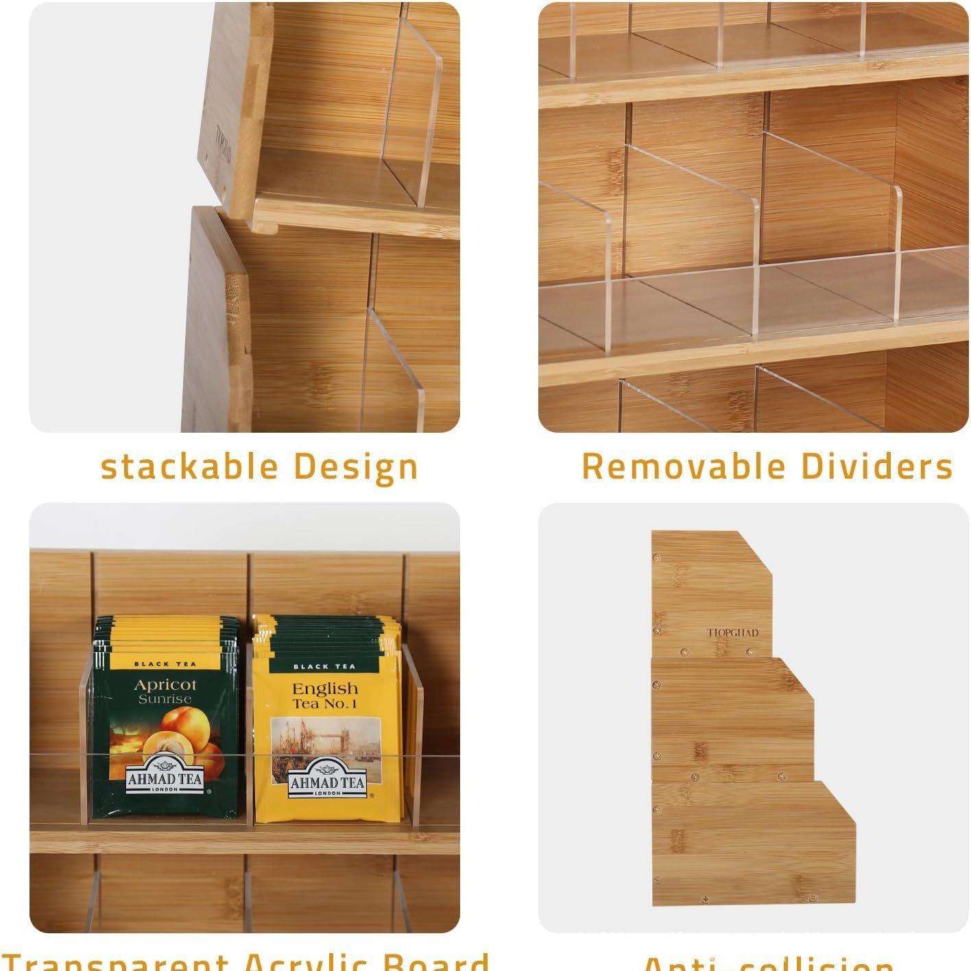 กล่องเก็บถุงชาไม้ไผ่ ชั้นวางถุ - Coffee Tea Organizer บทวิจารณ์และราคา